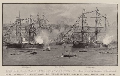 Der Geburtstag der Königin in Neufundland, die Fischereischutzschiffe im Hafen von St. John